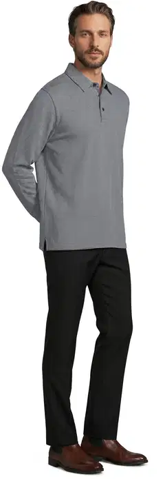 London Fog miesten pitkähihainen jacquard jersey -pikeepaita 194L292607 - Navy Blazer - 4