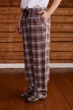 Reino&Aino naisten flanellipyjamahousut Aino - Brown check - 3