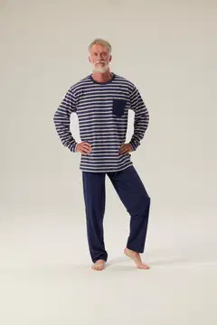 RATIA miesten pyjama - t.sininen/harmaa - 3
