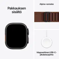 Apple Watch Ultra 4 GPS + Cellular 49 mm:n musta titaanikuori ja viininpunainen Alpine Loop -ranneke - L - MJC24KS/A - 5