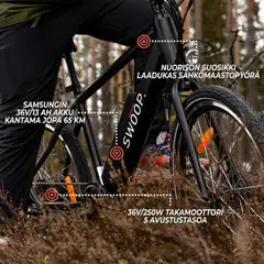 Swoop sähkömaastopyörä MTB 26" 7-vaihdetta musta - 8