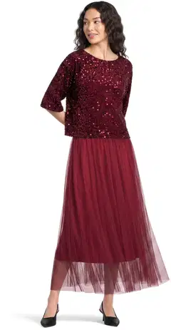 House naisten juhlahame Mesh 221H264035 - wine red - 4