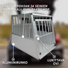 Trekker koiran kuljetushäkki M 65x90x69,5 cm alumiini - 9