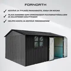 Fornorth pihavarasto ikkunalla 375x286x162cm, musta - 3