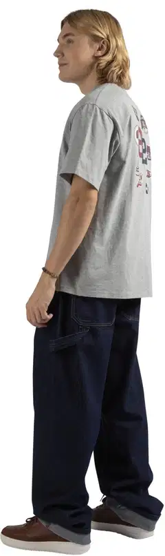 WKLY. miesten t-paita selkäprintillä, väljä istuvuus, oversize 195W252601 - Grey mel. - 1