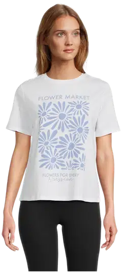 TEX naisten T-paita kukka I274643 - WHITE 1 - 1