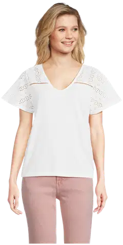 Margaux Riviera naisten pitsisomisteinen t-paita CF0354 - WHITE - 1