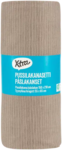 Xtra pussilakanasetti Pinstripe 150x210 cm beige - 2