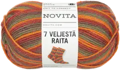Novita lanka 7 Veljestä Raita 100g syysaamu 939 - 1