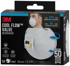 3M™ Cool Flow™ hiukkassuojain 8822, FFP2, venttiili, 3 kpl/pakkaus - 6