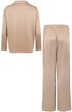 Actuelle naisten satiinipyjama 212A042625 - Warm taupe - 2