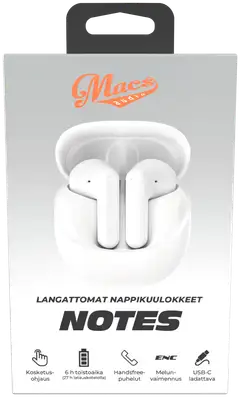 Macs langattomat nappikuulokkeet Notes valkoinen - 3