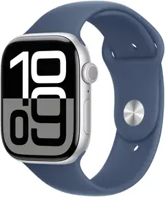 Apple Watch Series 10 GPS 46mm hopeinen alumiinikotelo,  Denim Sport  ranneke - S/M - MWWL3QN/A - 2