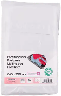 Luontevat postituspussi240x450 mm valkoinen tarrasuljenta 100 kpl - 1