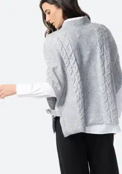TEX naisten neuleponcho I249915 - GREY - 3