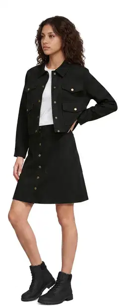 WKLY. naisten lyhyt pehmeäpintainen tekosäämiskäjakku painonapituksella 220W312654 - black - 3