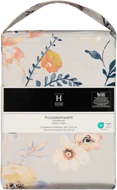 House satiinipussilakanasetti Watercolor Flower 150x210 cm, beige - 2