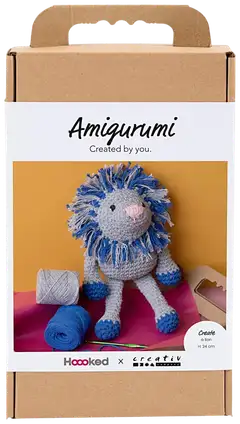 Amigurumi Askartelusetti, Leijona, laivastonsininen, vaaleanharmaa, 1pkk/ 1 pkt - 1