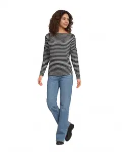 WKLY. naisten väljälinjainen trikoopusero 213W302670 - black grey stripe - 4