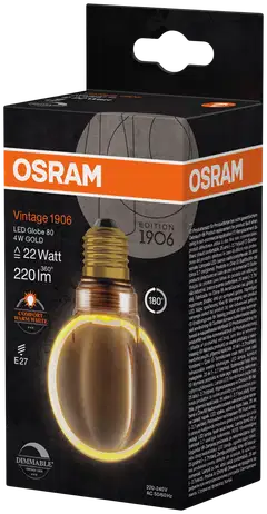 Osram LED-sisustuslamppu Globe80 4W 1800K E27 Gold O-filamentti - 3