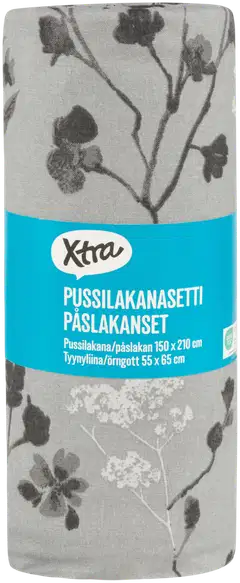 Xtra pussilakanasetti Cecilia 150x210 cm tummanharmaa - 2