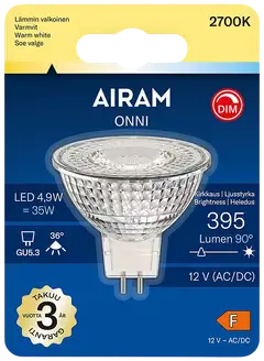 Airam LED kohdelamppu 4,9W 470lm 2700K himmennettävä - 2