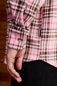 Reino&Aino naisten flanellipaita - pink check - 7