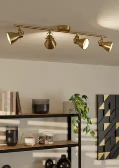 EGLO Spottivalaisin 4-os  Seras 4x3W 77x6,5cm harjattu messinki/kulta - 4