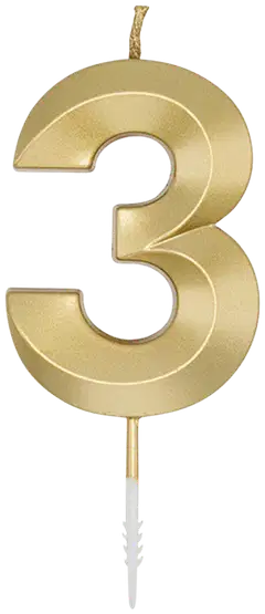 Kakkukynttilä 3 kultainen 6 cm - 2