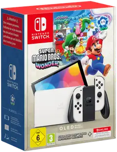 Nintendo Switch OLED Mario Wonder -konsolipaketti + 12kk Nintendo Switch Online -jäsenyys - 1