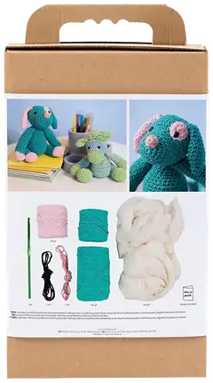 Amigurumi Askartelusetti, Koiranpentu, pastellinpinkki, tumma turk., 1pkk/ 1 pkt - 2