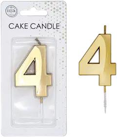 Kakkukynttilä 4 kultainen 6 cm - 1