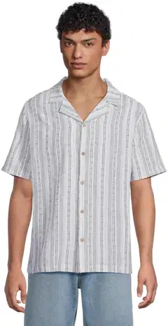 WKLY. miesten kesäpaita pellavasekoite 194W152605 - Off white W/black stripe - 1