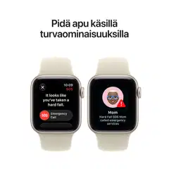 Apple Watch SE 3 GPS 44 mm:n tähtivalkea alumiinikuori ja hiekanvärinen urheiluranneke - S/M - MJL34QN/A - 4
