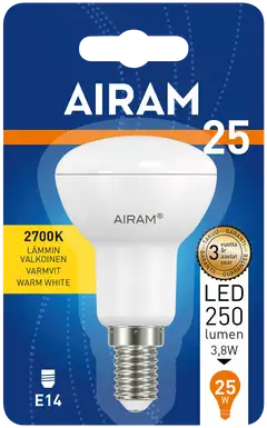 Airam led kohde R50 opaali 2,8W/827 E14 250lm 110D, blister - 2