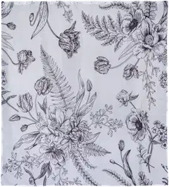 House suihkuverho black/white flowers 180x200 cm - 2