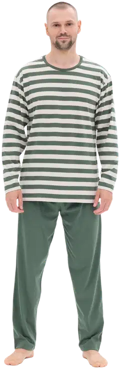 RATIA miesten pyjama - vihreä/beige - 1