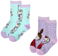 Moomin by Nordicbuddies lasten sukat Pikku Myy ja Niiskuneiti 2-pack - Violetti / Turkoos - 1