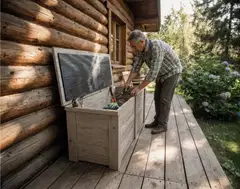 Piha-arkku, vaalean harmaa 57x61x160cm - 4