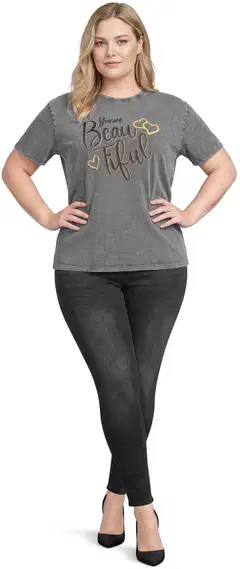 House naisten oversize t-paita Beautiful 213HP30606, D-mitoitus - D.grey acid wash - 4