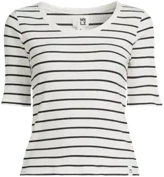 WKLY. naisten trikoopusero 213W030124 - White/Black Stripe - 2