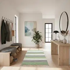 House puuvillamatto Liina 90x200 cm v.vihreä/l.valkoinen/greige - 4