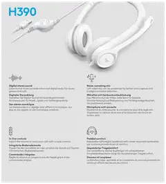 Logitech PC kuuloke H390 USB - valkoinen - 13