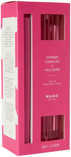 MANO ATELIER Lahjasetti kynttilänjalka ja kynttilä 2 kpl/pkt, pinkki - 4