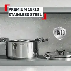 Tefal Emotion Plus pinnoittamaton teräksinen pastakattila 22 cm/6,4l + kansi E3286145 - 5
