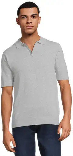 London Fog miesten lyhythihainen neulepaita 195LF03262 - Light Grey melange - 1