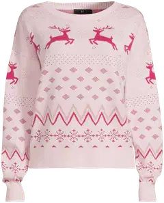 House naisten jouluneule jacquard 213HX42268 - Pink - 2