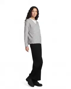 House naisten neule Fluffy-V - L.grey melange - 3