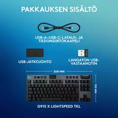 Logitech g915 x lightspeed tkl langaton pelinäppäimistö tactile musta - 3