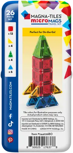 MAGNA-TILES® microMAGS Travel Tin magn.rak.sarja, 26 osaa - 4